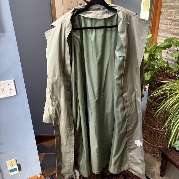 London Fog Towne Trench Coat in Khaki Green w/Sustainable Sashiko Mend 1X - Picture 4 of 12